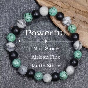 💎4/$20💎Map Stone, Matte Stone w African Pine Bracelet